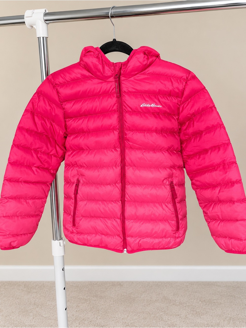 Eddie Bauer Girls' Bright Pink Ombré Hooded Puffer Jacket